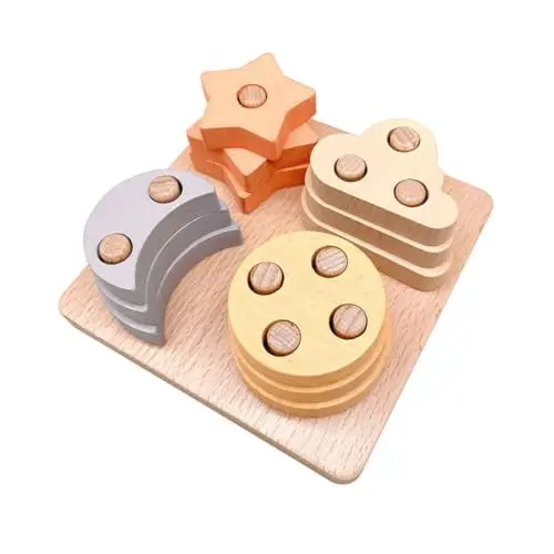 Produktbild: BESTonZON 1 Set Säulen Set Für Kleinkinder Spielzeug Stapelspielzeug Bunte Blöcke Formsortierer Stapelblöcke Holzspielzeug Blöcke Für Kleinkinder 1–3 Aus Holz