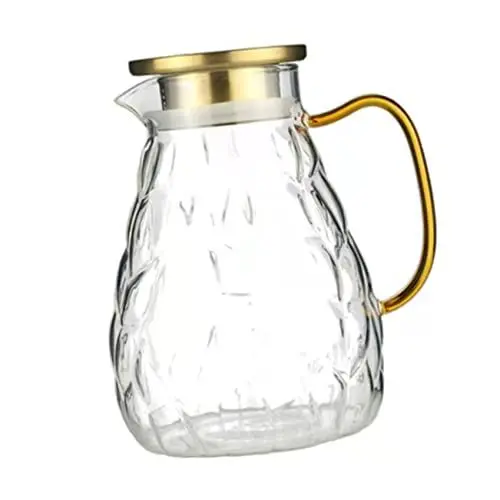 Produktbild: BESTonZON 1stk Flasche Kaltes Wasser Tee Glas Wasserkocher Wein Kühlschrank Große Glas Krug Kalten Wasser Karaffe Wasserkrug Büro Glas Mit Hohem Borosilikatgehalt Topf Binden Mit Deckel