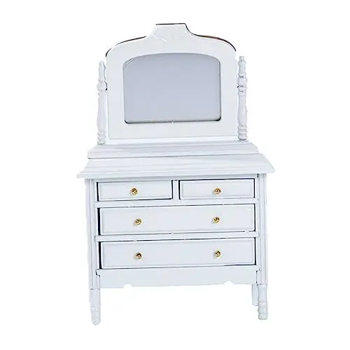 Produktbild: BESTonZON 1stk Kommode Miniatur-kleiderschrank Zwillingskinderwagen Für Neugeborene Mini-hausdekoration Spielzeug Für Mädchen Mini Schubladenschrank Dekor Miniatur-szenenmöbel Hölzern Weiß