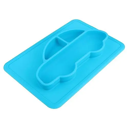 Produktbild: BESTonZON 1stk Teller Babygeschirr Babytisch Kindergeschirr Geteiltes Esstablett Saug Geteilte Platte Geteiltes Essenstablett Saugplatten Für Kleinkinder Silikonplatte Kieselgel Blue