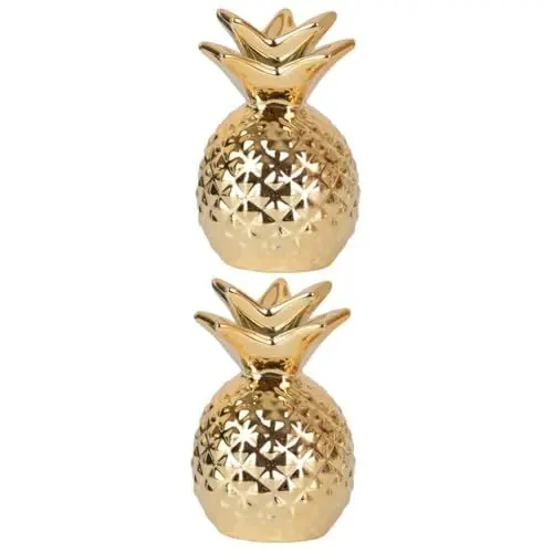 Produktbild: BESTonZON 2St Cartoon-Spartopf Borte goldene Ananas Sparschweine für Erwachsene Ananas-Skulptur Büro-Schreibtischdekorationen Wohnkultur Münzbank Geldsparbank Esstisch Geschenk