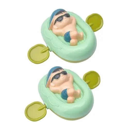 Produktbild: BESTonZON 2St Wasserboot Uhrwerk-Badespielzeug für Boote Babybecken -Schwimmbecken interaktives Spielzeug kinderbadewanne babywanne lustige Badespielzeuge Kinderspielzeug Plastik Green
