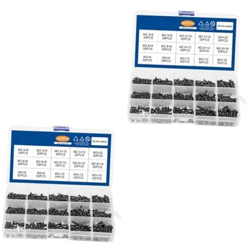 Produktbild: BESTonZON 2 Boxen Mit 450 Stück Praktischem Linsenkopf Set Mehrzweck Schraubengruppe Selbstschneidende Suite Die Kreuz Rundkopf Miniatur Multifunktions Haushalts