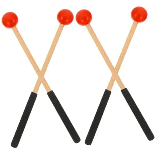 Produktbild: BESTonZON 2paare Xylophon Schlägel Trommelschlägel Holzgriff Schlägel Für Musikinstrumente Percussion Mit Gummikappe Für Marimba Und Andere Instrumente