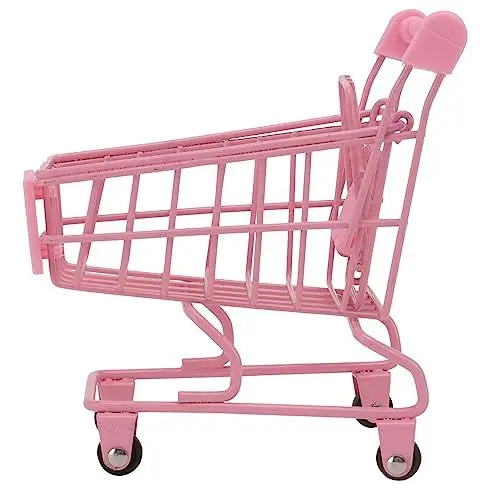 Produktbild: BESTonZON 2 STK Mini-Einkaufswagen Korb Figur Mini-Wagen-Spielzeug Kleiner Wagen hühner Spielzeug gieskanne kinderspielzeug Kinderwagen Schiebewagen Mini-Trolley Trolley-Ornamente Rosa