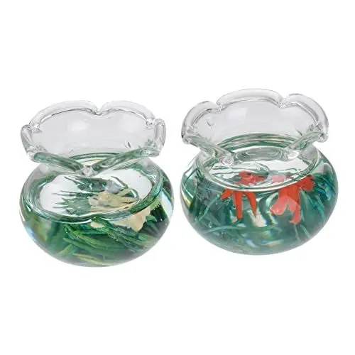 Produktbild: BESTonZON 2 STK Mini-Glas- Aquarium Aquarienschale Möbel Wohnkultur Ornament Dekoration des Spielhauses Home Mini-Hausdekoration Haushalt Dekorationen Requisiten Kunsthandwerk Kind