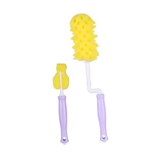 Produktbild: BESTonZON 1 Set Babyflasche Schnullerbürste Reinigungsset Silikonwanne Schwammbürstensatz 360° Rotationsgriff Violett
