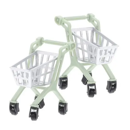 Produktbild: BESTonZON 2 Stück Trolley Modell Einkaufswagen Kinderauto Miniaturen Babyauto Puppe Badespielzeug Handwagen Trägerwagen Schubkarre Mini Einkaufswagen Kunststoff
