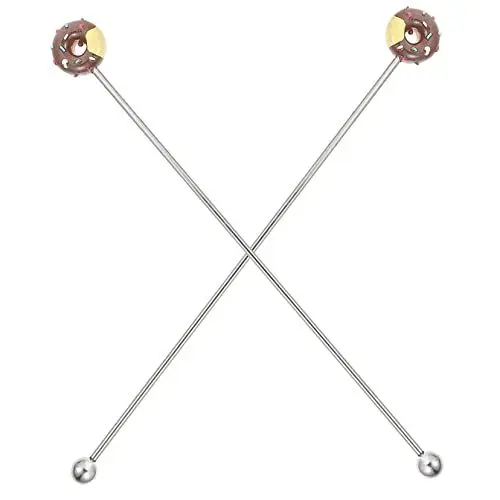 Produktbild: BESTonZON 2st Cocktailrührer Cocktailpicks Aus Edelstahl Cocktail- Essenspicker Aus Edelstahl Krapfen Trinken Cocktail-Swizzle- Rührstab Rotieren Mixer Milch