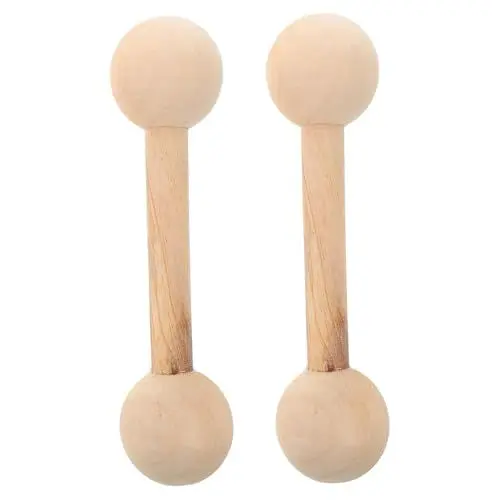 Produktbild: BESTonZON 2st Hantelspielzeug Aus Holz Hanteln Für Kinder Handgewichtsset Für Kinder Geringes Gewicht Krafttraining Für Kleinkinder Hantelset Für Kleinkinder Holzhantel Beige Hölzern