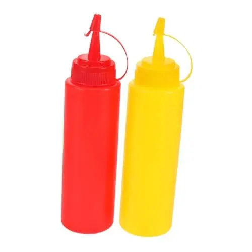 Produktbild: BESTonZON 2st Knifflige Ketchup-Flasche Comedy-Requisite Flüssiges Furzspray Spritzspielzeug Senfflaschen Quetschen Halloween-Spielzeug Lustiges Partyspielzeug Gewürzflasche Streiche Plastik