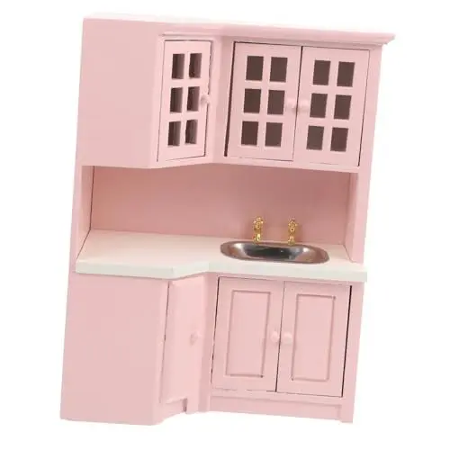 Produktbild: BESTonZON 3St puppenhaus Schrank Spielzeug küche spielzeugküche Miniatur-Zubehör Küchenschränke für Puppenstuben winzige Wohnmöbel Ornament Mini-Spültischdekoration Puppenhausdekoration Holz