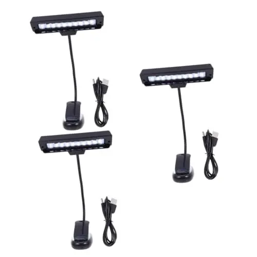 Produktbild: BESTonZON 3 Stück Notenpultleuchte Augenschutzlampe Augenschutz Leselampe Tischlampe Flexible LED Buchlampe Clip On Musiklicht Verstellbare Musiklampe Dimmbare Tischleuchte Touch