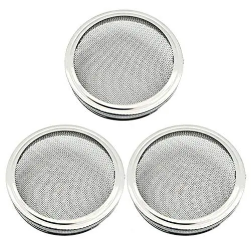 Produktbild: BESTonZON 3 stück Sprossengläser Deckel Edelstahl Jar Deckel Sieb 86mm Samen Sprießen Bildschirm für Wide Mouth Gläser
