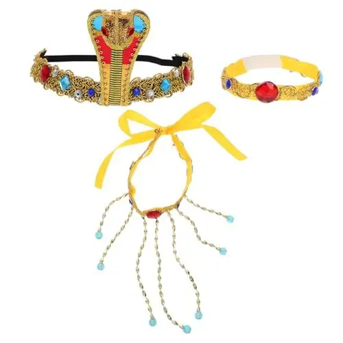Produktbild: BESTonZON 3st Ägyptischer Pharaonischer Schmuck Ägyptisches Frauenkostüm Ägyptischer Schmuck Für Frauen Schlangenkrone Ägyptische Göttin Kostüm Stirnband Mit Ägyptischer Schlange Polyester
