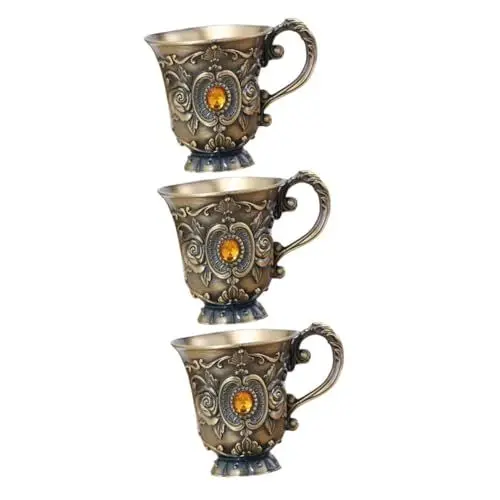 Produktbild: BESTonZON 3st Altes Schnapsglas Weingläser Weinbecher Aus Metall Party Rotweinkelch Retro-weinbecher Jahrgang Weinbecher Rotwein Kelch Mini-tasse Metallbecher Einzel Zinklegierung
