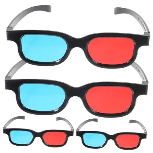 Produktbild: BESTonZON 4 Stück 3D-Brille 3D-Computerbrille 3D-Gaming-Brille 3D-Sonnenbrille Gläser 3D-Sichtbrille 3D-Filmbrille für den Fernseher Fernsehen Beamer Brillengestelle Plastik