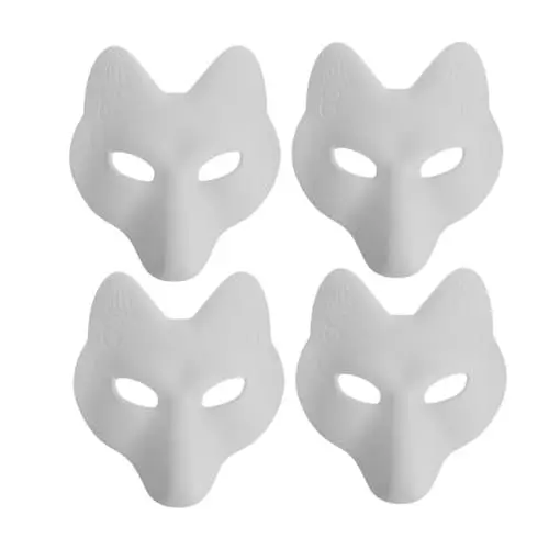 Produktbild: BESTonZON 4 Stück Fuchs Maske Blanko Handbemalte Maske Maskerade Zubehör DIY Masken DIY Versorgung Maskerade Masken Bulk Maskerade Kostüm Cosplay Zubehör Halloween Leermaske