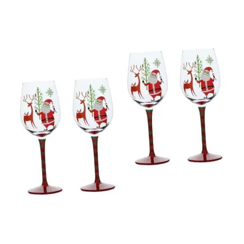 Produktbild: BESTonZON 4 Stück Gefälligkeiten Für Weihnachtsfeiern Weihnachtsbaum Weingläser Stielbecher Weihnachtsgläser Mit Stiel Riesling-gläser Kelchbecher Trinken Geschenk Glas Kristallgläser Einzel