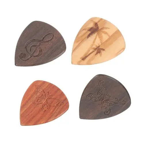Produktbild: BESTonZON Guitar Performance Supplies 4-teiliges Gitarrenplektrum Aus Holz Praktisch Für Einen Robusten Und Hellen