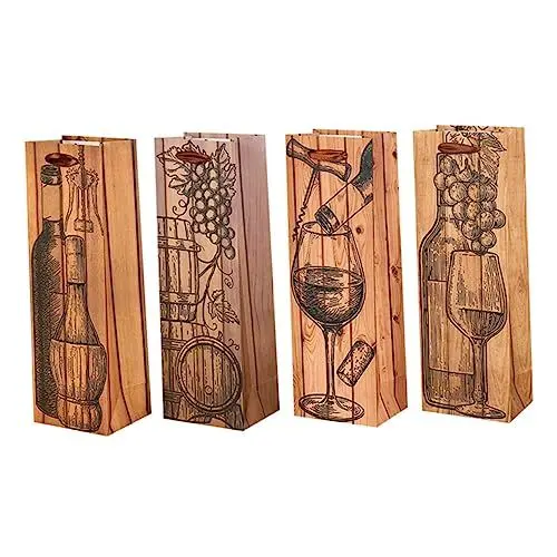 Produktbild: BESTonZON 4 Stück Wein Geschenktüte Weintasche Tragetasche Für Weinflaschen Geschenkverpackungsbeutel -Tragetasche Taschen Für Whiskyflaschen Verdicken Papiertüte Weißer Karton