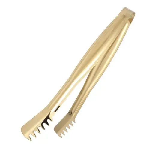 Produktbild: BESTonZON 4 Stücke 15 cm Edelstahl Mini Lebensmittel Servierzange Praktische Eiswürfelzange Brot Clip Home Bar Liefert (YH51-B, Golden)