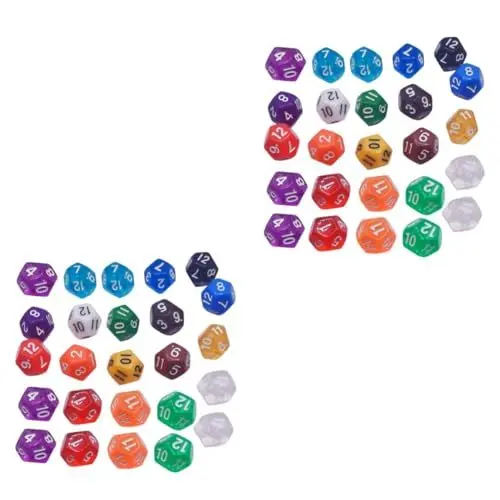 Produktbild: BESTonZON 50 Stück 12 Seitige Würfel Partyspiel Würfel Polyedrische Spielwürfel Spielwürfel Mehrseitige Würfel Party Zahlenwürfel Brettspiele Würfel Würfelspielzeug