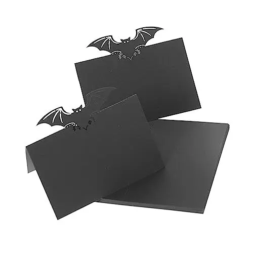 Produktbild: BESTonZON 50 Stück Sitzkarten Sitzplatzkarten Tischdekoration Halloween-Tischkarten Für Hochzeiten Leere Grußkarten Hochzeitszeremonie-Dekorationen Schwarze Fledermaus-Tischkarten
