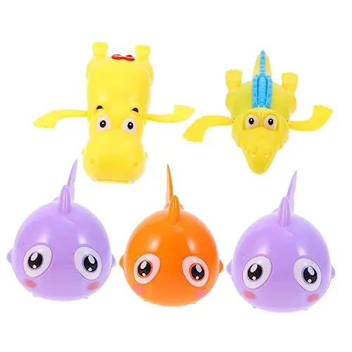 Produktbild: BESTonZON Interaktives Badespielzeug Für Babys 5-teilig Schwimmendes Badespielzeug Uhrwerk Duschspielzeug Für Jungen Und Mädchen Für Badespaß Zufällige Farbe