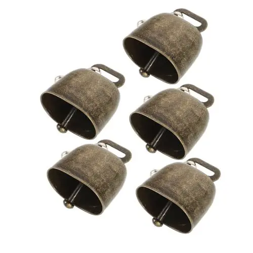 Produktbild: BESTonZON 5st Kuhglocke Bauernglocken Anti-verlorene Glocke Für Haustiere Hängende Glocke Bärenspray Nutztier Laute Glocken Luke Wecker Nutztier Glocke Rinderglocken Handglocke Eisen Golden