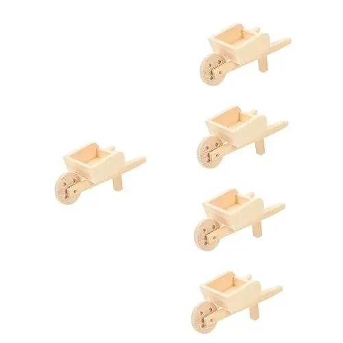 Produktbild: BESTonZON 5st Mini-Wagen Puppenhaus-miniaturwagen Puppen-einkaufswagen Modelle Von Landwirtschaftlichen Schubkarren Zaunpfosten Halterungen Outdoor-dekor Winzig Ornamente Draussen Holz Kind