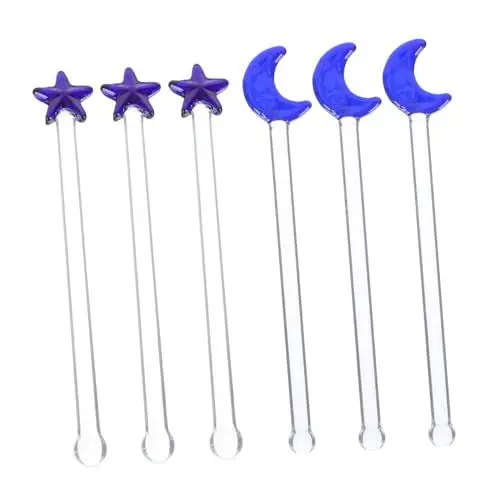 Produktbild: BESTonZON 6St Rührstäbchen aus Glas kaffeeholzkaustab kaffeeweisser sticks Mondstern rührer Kaffee trinken Kaffeemischstab Rührstäbchen für Wein Rührstab aus Glas mischen Shaker Honig Tee