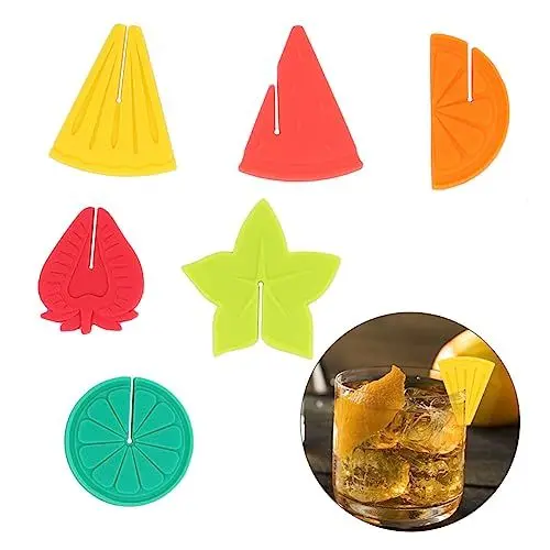 Produktbild: BESTonZON 6 Stück Verschiedene Silikon-weinglas-kennung Getränkemarker für Es-cup-marker Obst-design