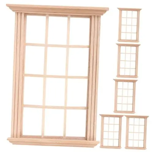 Produktbild: BESTonZON Miniatur-Fenster Aus Holz Für Puppenhaus-Dekoration 6-teiliger Miniatur-fensterrahmen