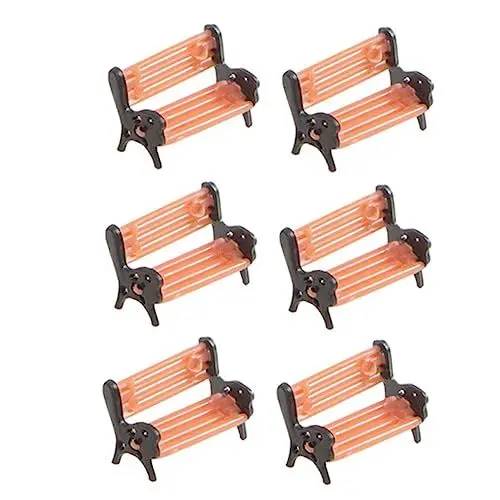 Produktbild: BESTonZON 6st Parkstuhl Modell Puppenhauszubehör Miniatur-Bank Puppenhaus-parkbank Mini-hausparkbänke Miniaturornament Miniatur-möbelbank Eisenbahnmodell Kleine Puppenstubenmöbel Plastik