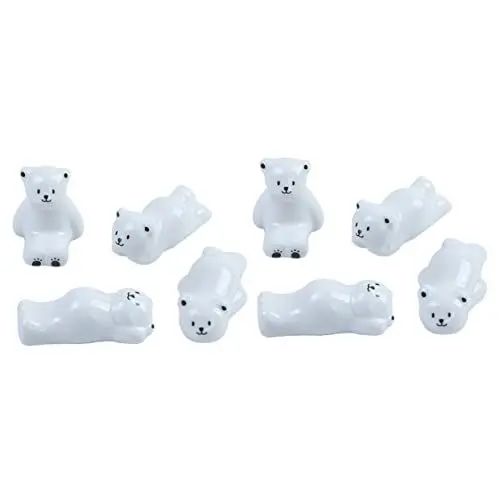 Produktbild: BESTonZON 8 STK Essstäbchenablage des Weißen Bären Essstäbchenständer Aus Keramik Ruhen Essstäbchenablage Aus Porzellan Besteckablage Löffel Gabelhalter Miniatur Zoa Minifiguren Tier
