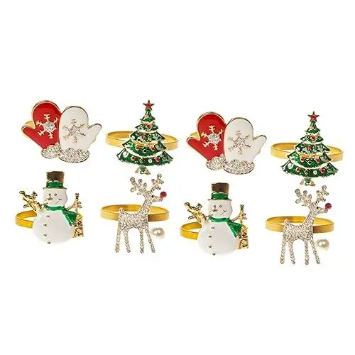 Produktbild: BESTonZON 8 STK Weihnachtsserviettenschnalle Weihnachtsservietten Stoff Weihnachtsdekoration Weihnachten Hirsch Serviettenringe Wohnkultur Legierung Weihnachtstuch Weihnachtsbaum