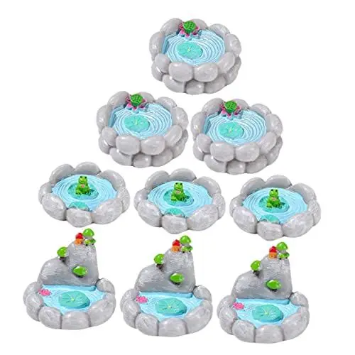 Produktbild: BESTonZON 9St Mini-Gartenpool Tischdekoration Mini-Landschaftsornament miniaturfiguren miniaturen Figuren Spielzeug für draußen Blumentöpfe Mini-Teichhandwerk Foto-Requisite Lotus Blatt Pilz