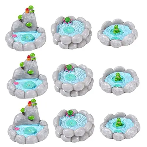 Produktbild: BESTonZON 9st Mini-gartenpool Winziger Teich Miniatur-teich-Ornament Mikro-landschaftsfigur DIY Miniatur-bastelornamente Tragbarer Miniteich Miniatur-teichdekoration Minifiguren Harz