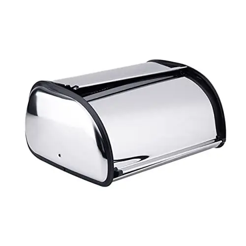 Produktbild: BESTonZON Edelstahl Brotkasten Für Küche Praktische Aufbewahrungsbox Mit Rolldeckel Modernes Design Silber Für Brot Und Gebäck Platzsparend Und Hygienisch
