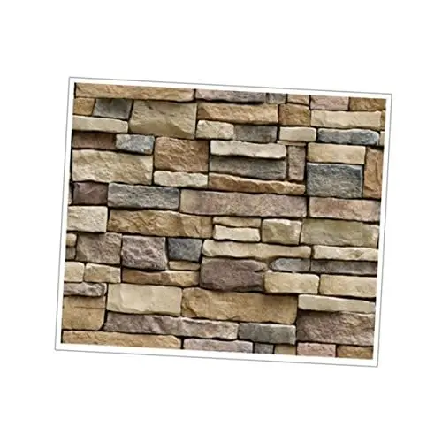 Produktbild: BESTonZON Beige Wandcollage Selbstklebende Wandfliesen Zum Schwarz-weiße Tapete Zum Aufkleben Und Abziehen Tapetenkleister Wandaufkleber Aus Backstein Wandbilder 3d Schrank Tapetenrolle