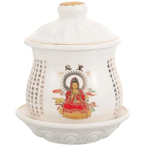Produktbild: BESTonZON Buddha-cup Räucherschale Teetasse Aus Porzellan Ritualbecher Buddhistische Schale Feng-shui-dekoration Buddhistischer Opferbecher Fruchtopferschale Keramik Yoga Obstschale