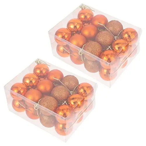 Produktbild: BESTonZON Christbaumschmuck Kugeln Weihnachtskugeln Kunststoff Baumanhänger: 4cm Orange Weihnachtsdeko Kugeln 48 Stücke Weihnachtsbaum Anhänger Festival Party Dekoration Weihnachtsdekoration