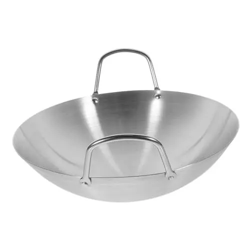 Produktbild: BESTonZON Edelstahl-wok Wokpfanne Aus Gusseisen Topf Mit Griffen Topf Aus Edelstahl Wok-topf Grillen Pfannenwender Dampfgarer Zum Kochen Übertopf Arbeit Binaural Rostfreier Stahl Bratpfanne