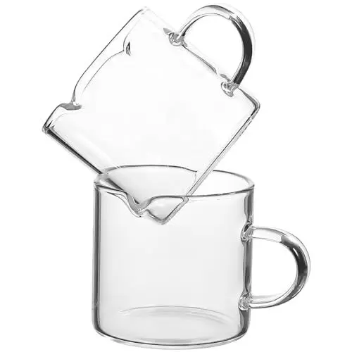 Produktbild: BESTonZON Espressotassen-Set Mit 2 Tassen Espressotassen Mit Doppelausguss Espresso-Schnapsglas Milchbecher Mit Mini-Expresso-Tassen-Set Gläser Sirupkrüge (120 Ml).