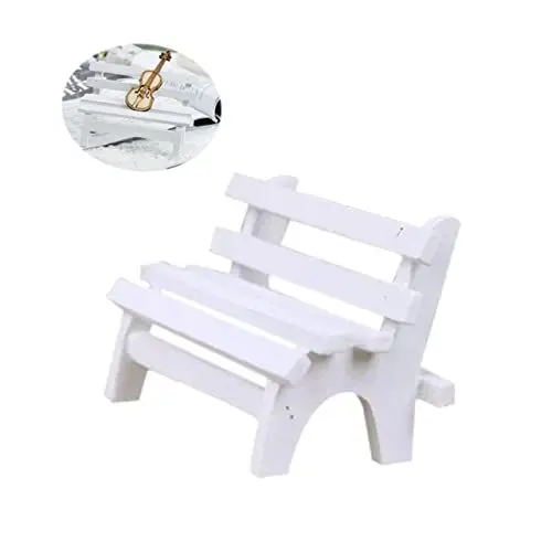 Produktbild: BESTonZON Handgefertigte Holzbank Stühle Puppenhaus-gartenbank Puppenhaus-parkbank Miniatur-parkbank Maniature Gartenbank Mini-möbel Mini-parkbank Miniaturmöbel Miniaturstuhl Weiß Bambus