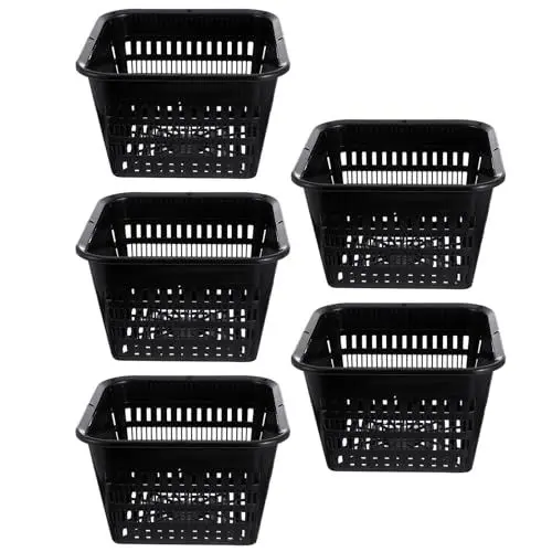 Produktbild: BESTonZON Hydroponik Topf Orchideentöpfe Gittertöpfe Kunststoff Hydrokultur Pflanzkorb Gemüse Pflanzen Blumen Orchideen Anzüchten Mesh Topf 5 Stück Schwarz