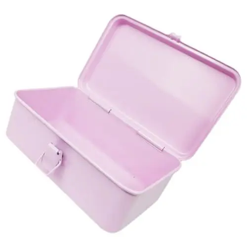 Produktbild: BESTonZON Kasten Retro-werkzeugkasten Aus Metall Aufbewahrungsbehälter Für Werkzeuge Werkzeugkoffer Aus Metall Kaltgewalzte Stahlplatte Klebeband-box Rosa Schwer