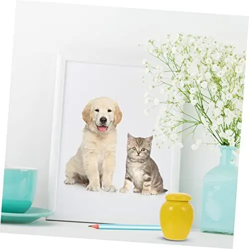 Produktbild: BESTonZON Keramik Tierurne Mini Gedenkurne Set Farben Gelb Rot Blau Rosa Versiegelte Asche Aufbewahrungsbox für Katzen Hunde Haustier Erinnerungsurne Langlebig Sicher