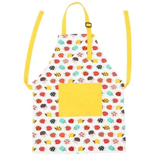 Produktbild: BESTonZON Kinderschürze Mit Taschen: Verstellbare Kinderschürze Bunter Igel Cartoon Für 2-6 Jahre Junge Mädche, Kochschürze Kinder Für Küche Kochen Backen Malerei Party Klein 50x 40 cm